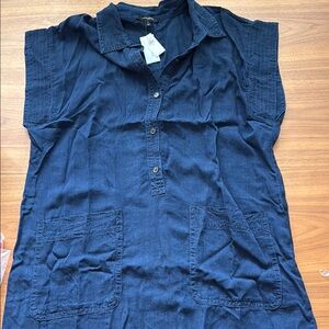 Banana Republic Navy Blue Short Sleeve Button-Up Tunic dress with Pockets